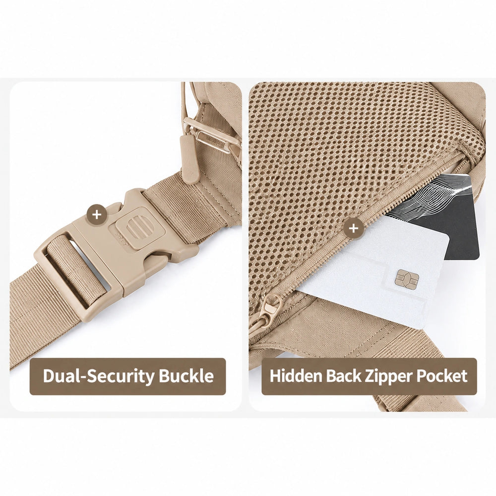 Crossbody Bag 2.0 Beige buckle and back pocket