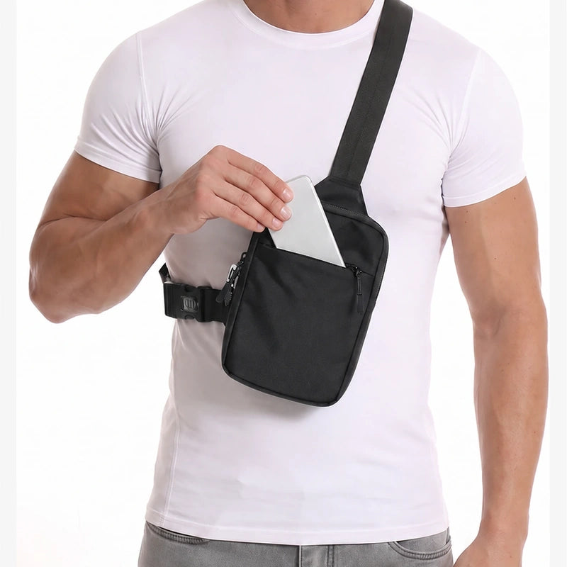 Crossbody Bag 2.0 Black front lifestyle phone pocket