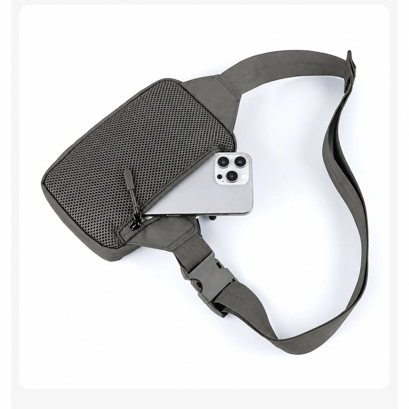 Crossbody Bag 2.0 Gray back pocket and strap