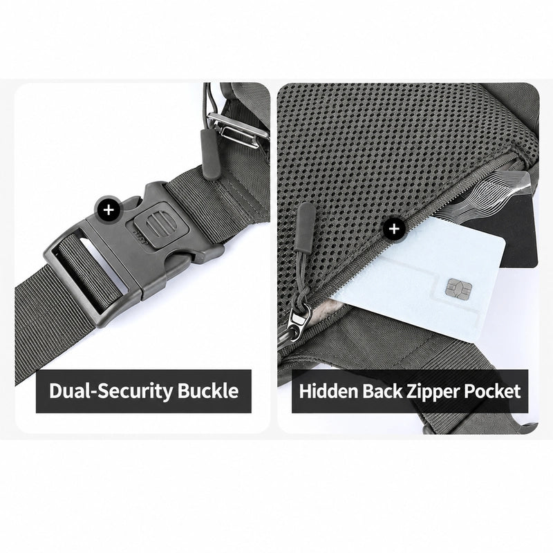 Crossbody Bag 2.0 Gray buckle and back pocket