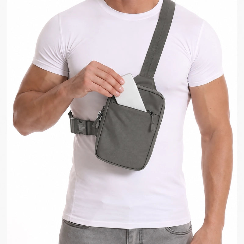 Crossbody Bag 2.0 Gray front lifestyle phone pocket