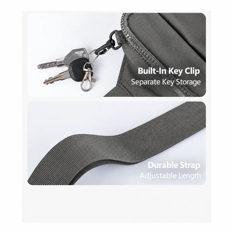 Crossbody Bag 2.0 Gray key clip and strap
