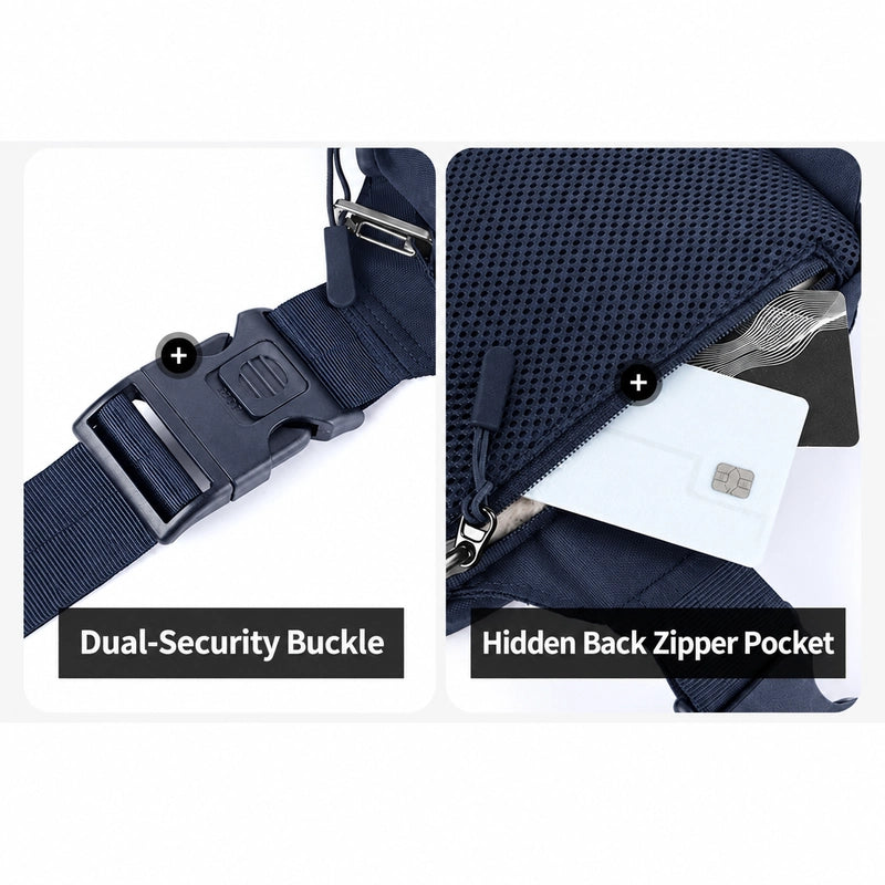 Crossbody Bag 2.0 Navy buckle and back pocket