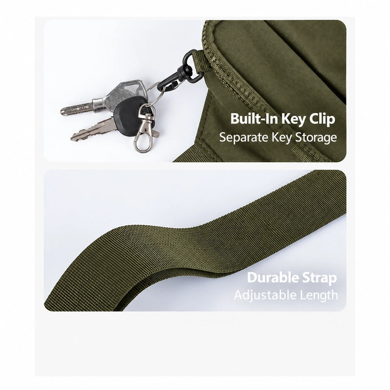 Crossbody Bag 2.0 Olive key clip and strap